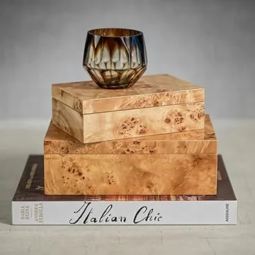 Zodax Leiden Burl Wood Decorative Box for Jewelry Storage
