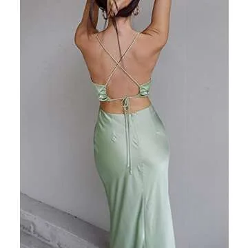 Stylish xxxiticat Women's Cowl Neck Maxi Dress Light Green