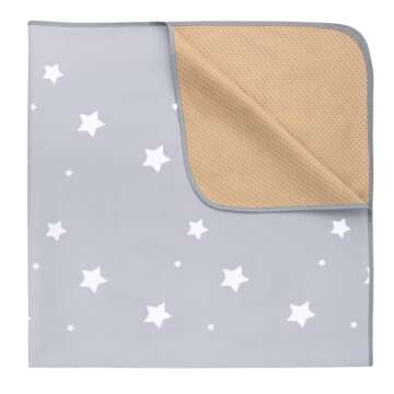 Splat Mat for Under High Chair/Arts/Crafts, WOMUMON Washable Baby Spill Mat Waterproof Anti-Slip Floor Splash Mat, Portable Play Mat and Table Cloth (Star, 51")