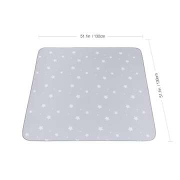 Splat Mat for Under High Chair/Arts/Crafts, WOMUMON Washable Baby Spill Mat Waterproof Anti-Slip Floor Splash Mat, Portable Play Mat and Table Cloth (Star, 51")