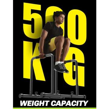 YOLEO Adjustable Dip Bar- 1100lbs Dip Station Portable Functional Fitness Bar with Safety Connector,...