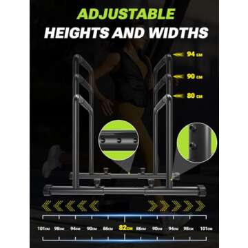 YOLEO Adjustable Dip Bar- 1100lbs Dip Station Portable Functional Fitness Bar with Safety Connector, Heavy Duty Dip Stand Body Press Bar Parallette Exercise Bar Workout Equalizer for Calisthenics