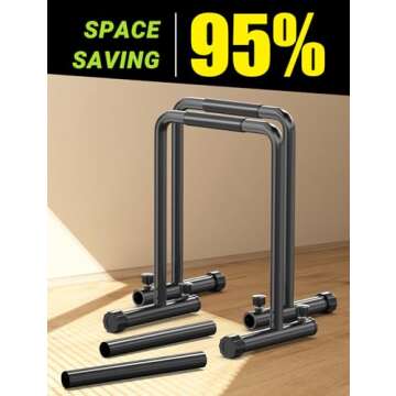 YOLEO Adjustable Dip Bar- 1100lbs Dip Station Portable Functional Fitness Bar with Safety Connector, Heavy Duty Dip Stand Body Press Bar Parallette Exercise Bar Workout Equalizer for Calisthenics