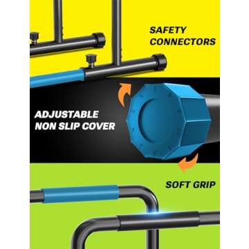 YOLEO Adjustable Dip Bar- 1100lbs Dip Station Portable Functional Fitness Bar with Safety Connector, Heavy Duty Dip Stand Body Press Bar Parallette Exercise Bar Workout Equalizer for Calisthenics