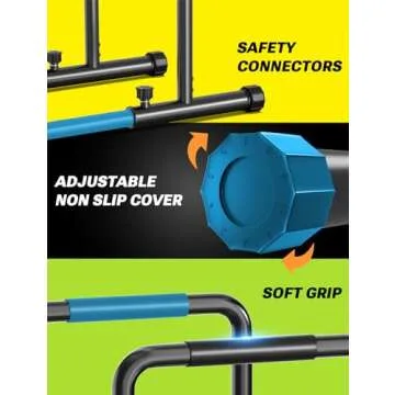 YOLEO Adjustable Dip Bar- 1100lbs Dip Station Portable Functional Fitness Bar with Safety Connector, Heavy Duty Dip Stand Body Press Bar Parallette Exercise Bar Workout Equalizer for Calisthenics