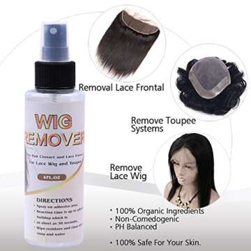 Isheeny Lace Wig Glue Remover Spray - Fast Acting Hair Extentions Hair Glue Remover & Tape In Hair Extensions Adhesive Remover, Removes Hair Glue, Wig Tape & Double Sided Extension Tape (118 ml)