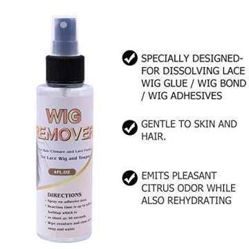 Isheeny Lace Wig Glue Remover Spray - Fast Acting Hair Extentions Hair Glue Remover & Tape In Hair Extensions Adhesive Remover, Removes Hair Glue, Wig Tape & Double Sided Extension Tape (118 ml)