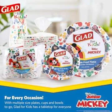 Glad for Kids Disney Mickey Mouse & Friends - 3oz Mini Paper Bathroom Cups for Kids - Disney Paper Cups - Small Disposable Cups - 3oz Paper Cups - Kids Bathroom Cups - Mouthwash Cups - 20 Count