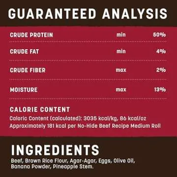 Earth Animal No Hide Medium Beef Flavored Natural Rawhide Free Dog Chews Long Lasting Chew Sticks | Treats for Large Dogs | Great for Aggressive Chewers (3 Pack)