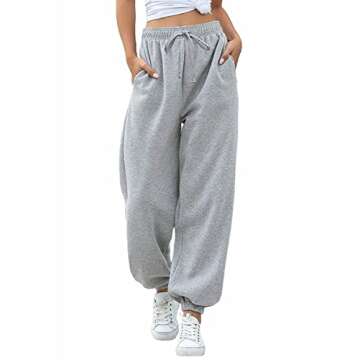AROGONE Women's Drawstring High Waisted Baggy Sweatpants Cinch Bottom Workout Cotton Joggers Sweats ...