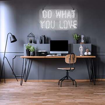 KUKUU Neon Sign Do What You Love, Neon Light Sign with Real Neon Glass, Cool Wall Hanging Light for ...
