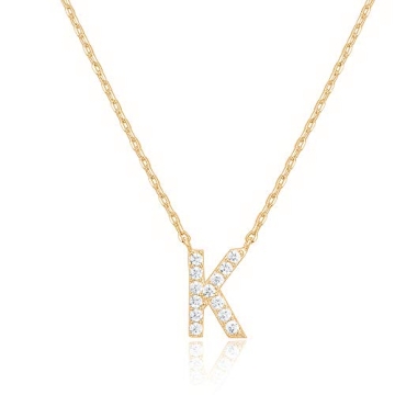 PAVOI Yellow Gold Plated Initial Necklace for Women