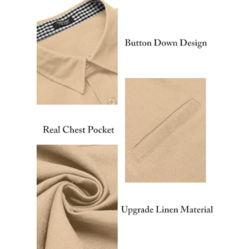 COOFANDY Men's Linen Short Sleeve Beach Shirts for Summer