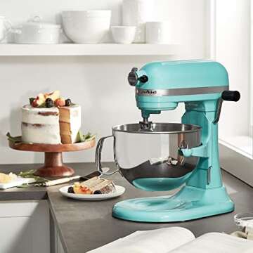 KITCHENAID KP26M1XER Stand Mixer, 6 Quart, Aqua