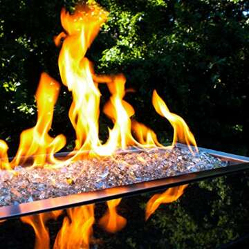 Celestial Fire Glass High Luster, 1/4" Reflective Tempered Fire Glass in Platinum Moonlight, 10 Pound Jar