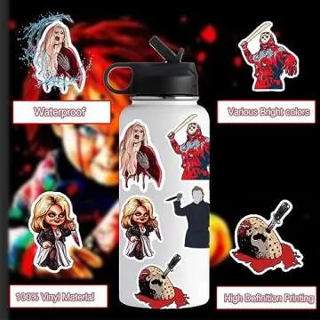 100 Pcs Horror Stickers,Horror Gifts,Horror Movie Stickers,Horror Decor,Scary Movie Gifts,Spooky Gif...