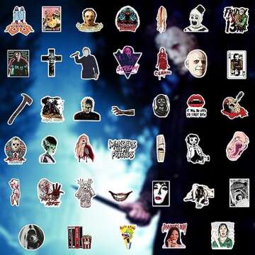 100 Pcs Horror Stickers,Horror Gifts,Horror Movie Stickers,Horror Decor,Scary Movie Gifts,Spooky Gifts,Supernatural Halloween Stickers