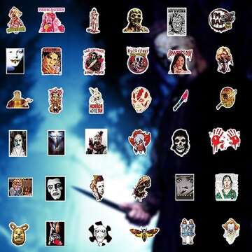 100 Pcs Horror Stickers,Horror Gifts,Horror Movie Stickers,Horror Decor,Scary Movie Gifts,Spooky Gifts,Supernatural Halloween Stickers