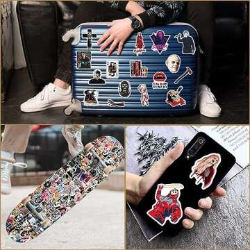 100 Pcs Horror Stickers,Horror Gifts,Horror Movie Stickers,Horror Decor,Scary Movie Gifts,Spooky Gifts,Supernatural Halloween Stickers