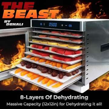 The BEAST by Denali | 8-Layer Stainless Steel Food Dehydrator | 100 Recipes & Complete Instructions ...