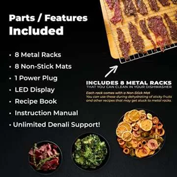 The BEAST by Denali | 8-Layer Stainless Steel Food Dehydrator | 100 Recipes & Complete Instructions | Jerky, Fruit Skin, Vegetables, Silver, LED Touch, Timer & Fan