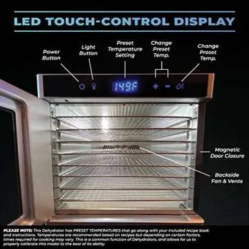 The BEAST by Denali | 8-Layer Stainless Steel Food Dehydrator | 100 Recipes & Complete Instructions | Jerky, Fruit Skin, Vegetables, Silver, LED Touch, Timer & Fan