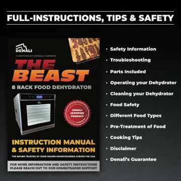 The BEAST by Denali | 8-Layer Stainless Steel Food Dehydrator | 100 Recipes & Complete Instructions | Jerky, Fruit Skin, Vegetables, Silver, LED Touch, Timer & Fan