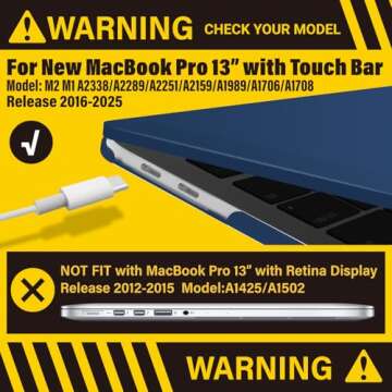 IBENZER Compatible with 2025 2024 M2 MacBook Pro 13 Inch Case 2025-2016 M1 A2338 A2289 A2251 A2159 A1989 A1706 A1708, Hard Shell Case & Keyboard Cover for Mac Pro 13, Navy Blue, T13NVBL+1A