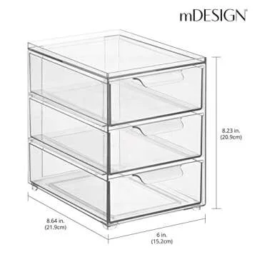 mDesign Stackable 3-Drawer Kitchen Organizer for Smart Storage