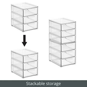 mDesign Stackable 3-Drawer Kitchen Organizer for Smart Storage