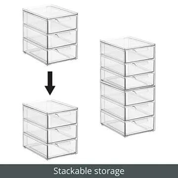 mDesign Stackable 3-Drawer Kitchen Organizer for Smart Storage