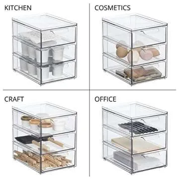 mDesign Stackable 3-Drawer Kitchen Organizer for Smart Storage