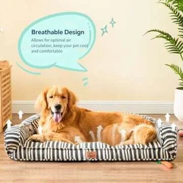 ChiXnuggle XL Dog Ded for Extra Larg Dogs, Waterproof anvas Striped Dog Sofa - Removable Washable Cover, Durable Dog Couch Bed for Dogs Up to 80lbs