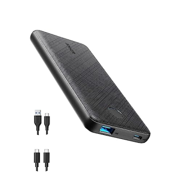 Anker Portable Charger, USB-C PortableCharger 10000mAh with 20W Power Delivery, 523 Power Bank (PowerCore Slim 10K PD) for iPhone 14/13/12 Series, S10, Pixel 4 and More (Black)