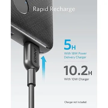 Anker Portable Charger, USB-C PortableCharger 10000mAh with 20W Power Delivery, 523 Power Bank (PowerCore Slim 10K PD) for iPhone 14/13/12 Series, S10, Pixel 4 and More (Black)