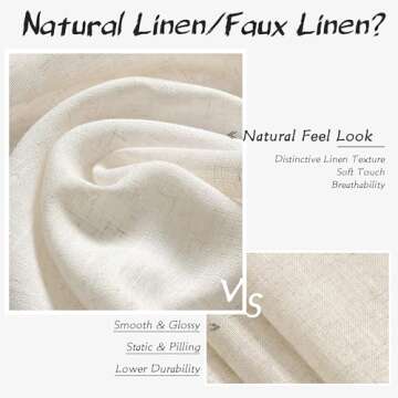 Joywell Linen Long Curtains 96 Inches Long for Living Room 2 Panel Set Light Filtering Neutral Modern Farmhouse Boho Semi Sheer 96 Inches Length 8 ft Window Curtain for Sliding Door Patio