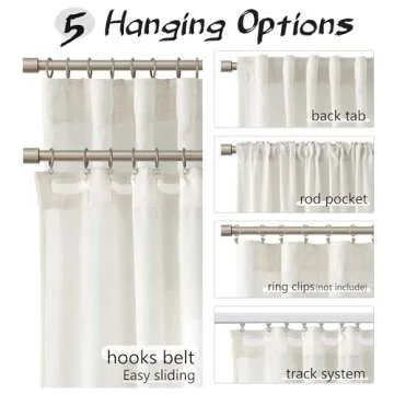 Joywell Linen Long Curtains 96 Inches Long for Living Room 2 Panel Set Light Filtering Neutral Modern Farmhouse Boho Semi Sheer 96 Inches Length 8 ft Window Curtain for Sliding Door Patio