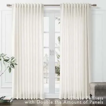 Joywell Linen Long Curtains 96 Inches Long for Living Room 2 Panel Set Light Filtering Neutral Modern Farmhouse Boho Semi Sheer 96 Inches Length 8 ft Window Curtain for Sliding Door Patio