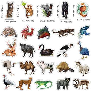 160 Pcs Funny Realistic Animal Vinyl Stickers for Kids Teachers Students School Supplies Jungle Wate...