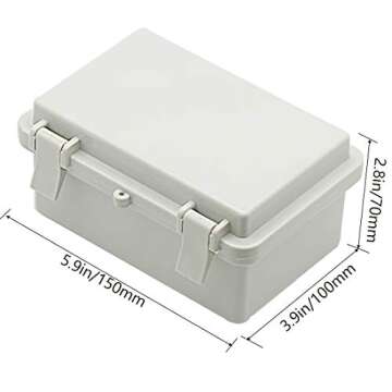 Zulkit IP65 Waterproof ABS Plastic Electrical Box - Hinged Shell with 2 Cable Glands - 5.9 x 3.9 x 2...
