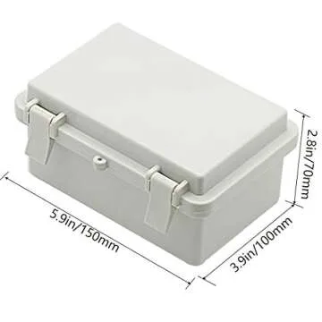 Zulkit IP65 Waterproof ABS Plastic Electrical Box - Hinged Shell with 2 Cable Glands - 5.9 x 3.9 x 2...