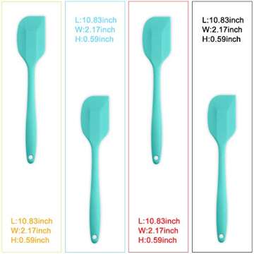 Silicone Spatula 4-piece Set, Heat-Resistant Non-stick Rubber Spatulas with Stainless Steel Core, Light Blue