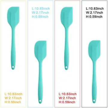 Silicone Spatula 4-piece Set, Heat-Resistant Non-stick Rubber Spatulas with Stainless Steel Core, Light Blue
