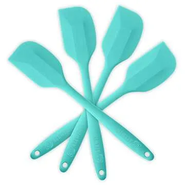 Silicone Spatula 4-piece Set, Heat-Resistant Non-stick Rubber Spatulas with Stainless Steel Core, Light Blue