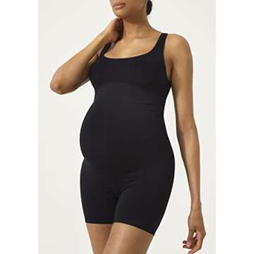 NOTHING FITS BUT Women's The Bump Support Contour Bodysuit (S, Black)