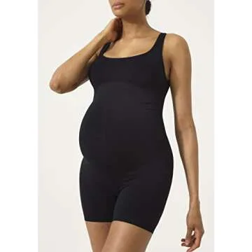 NOTHING FITS BUT Women's The Bump Support Contour Bodysuit (S, Black)