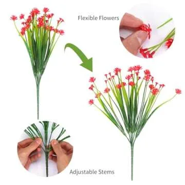 CEWOR 14 Bundles Artificial Flowers, Plants Outdoor, UV Resistant Fake Plastic Flowers Boston Fern Artificial Greenery for Indoor Outdoor Garden Patio Window Kitchen Home Vase Decor (Mix Color)