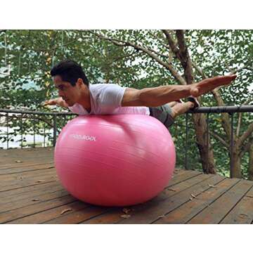 RGGD&RGGL Exercise Ball (18-34in),Professional Yoga Stability Ball Chair Extra Thick Anti-Burst Support 2200 lbs,with Quick Pump &Workout Guide for Home&Gym&Office (Pink, 22inch)