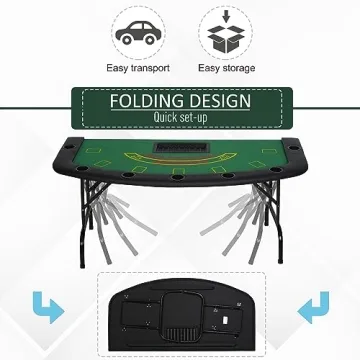 Soozier Foldable Poker Table for 7 Players - Casino Quality