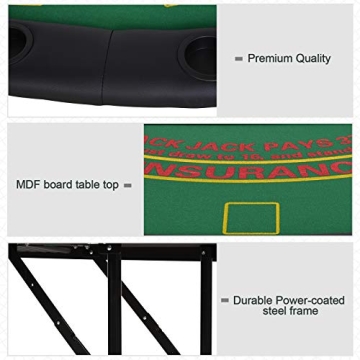 Soozier Foldable Poker Table for 7 Players - Casino Quality